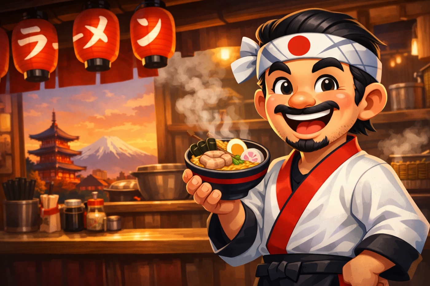 Lost in Ramen pack artwork: a chef holding a bowl of ramen.